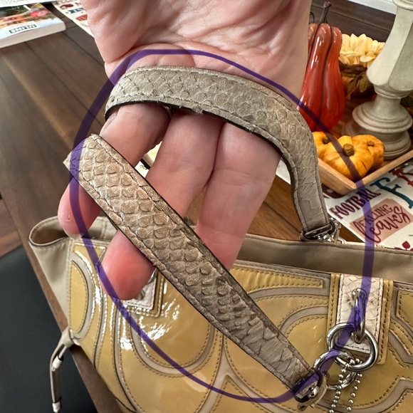 Coach Vintage Y2K Colette Signature Overlay Putty Leather Hand Bag Tote - Picture 12 of 14